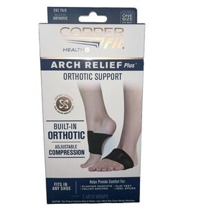 Copper Fit Arch Relief Plus Orthotic Support One Size‎ Adjustable Compression
